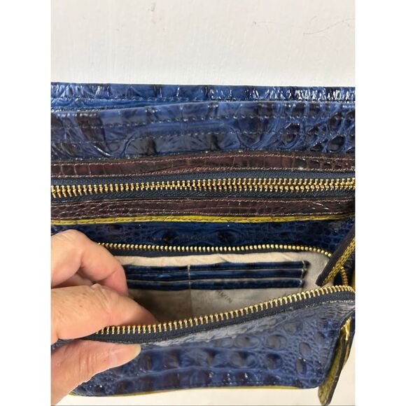 Brahmin Blue Green Croc crossbody 24\